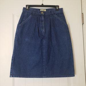 Vintage 1980s L.L. Bean Pleated Denim Skirt Size Small